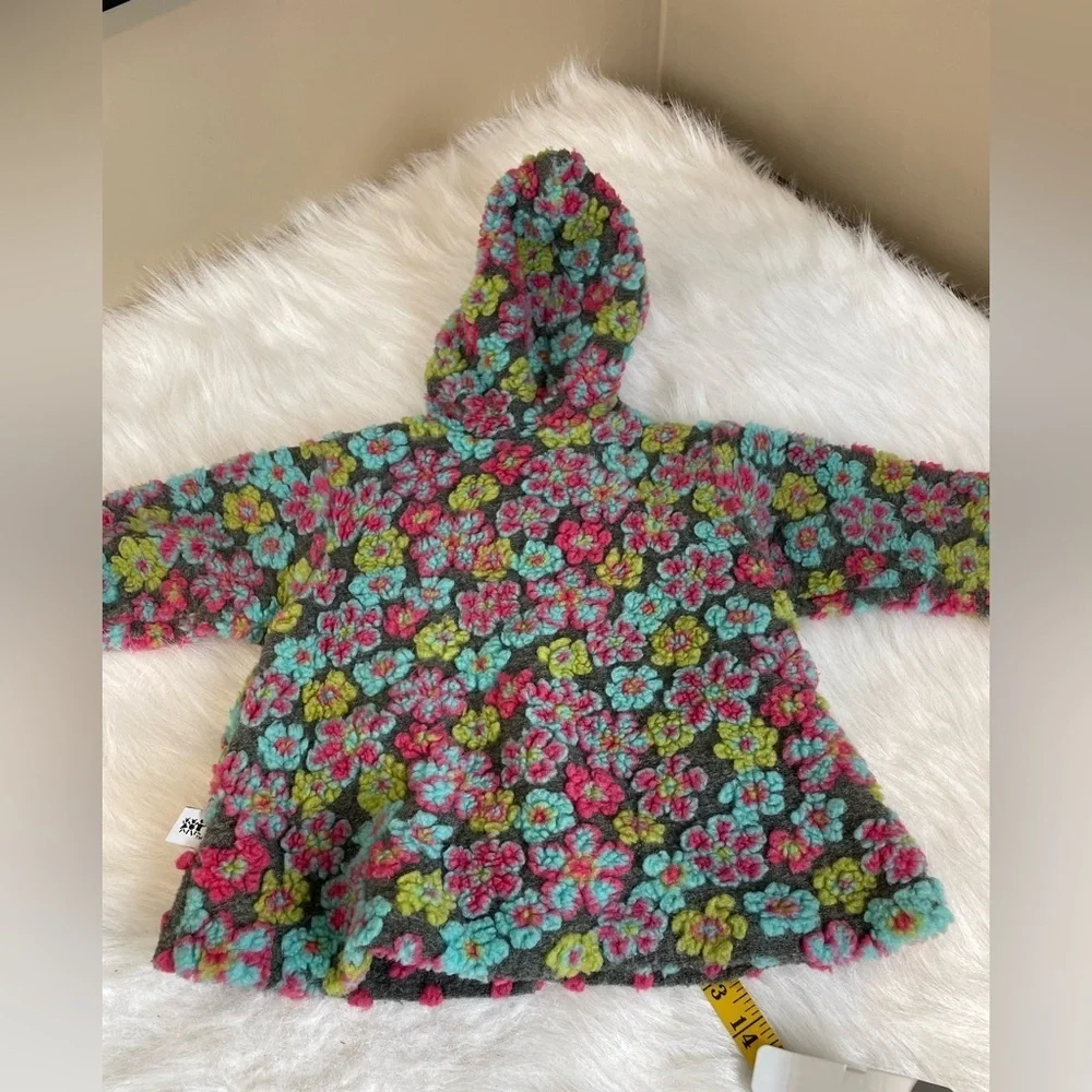 Corky & Company wool blend Floral Patterned hooded girls swing coat